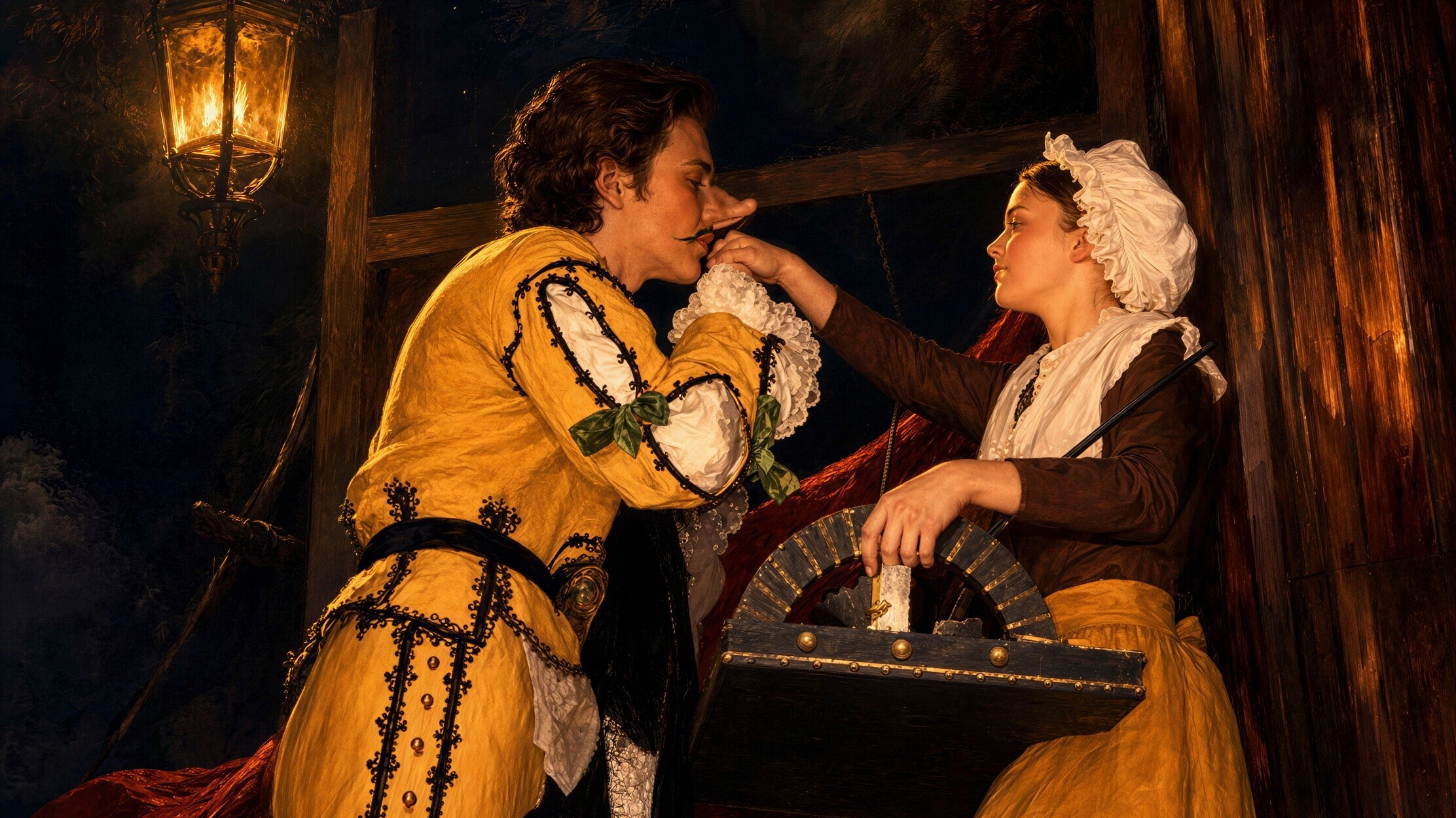 Cyrano kisses the Orange-Girl